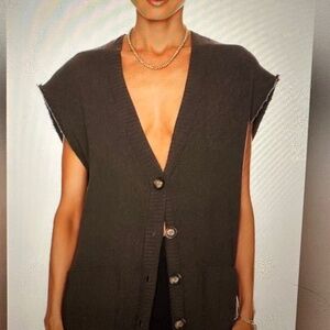 Free People  Oakleigh Oversized Boyfriend Boho Sweater Vest